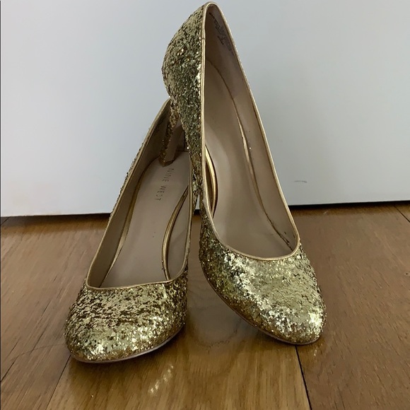 Nine West gold heels with glitter - Picture 3 of 7